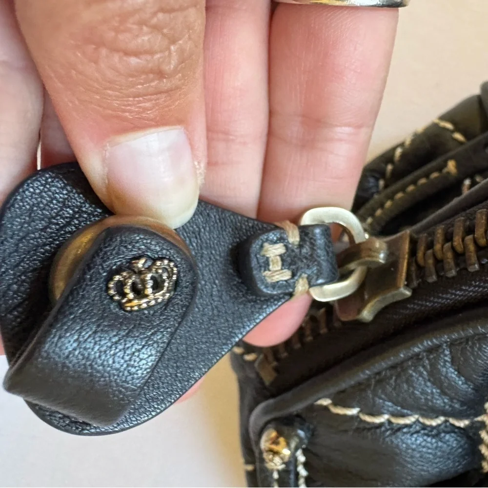 JUICY COUTURE Y2K Quilted Lamb Leather Bowler Bag - Picture 7 of 9
